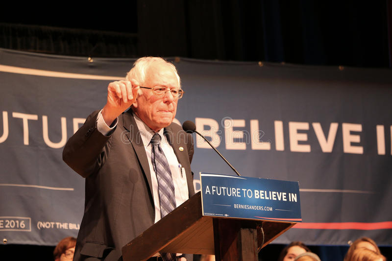 Bernie Sanders giving a speech at an event in New Hampshire.