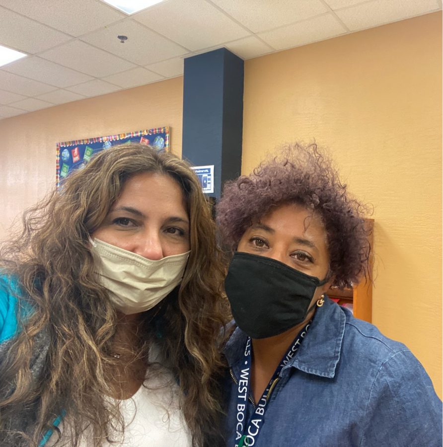 Ms.Townsend (right), behavioral health professional West Boca Raton High School, Ms. Lorie (left) Guidance West Boca Raton High School