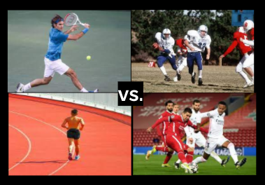 Individual sports (shown on the left) compared to team sports (shown on the right) 