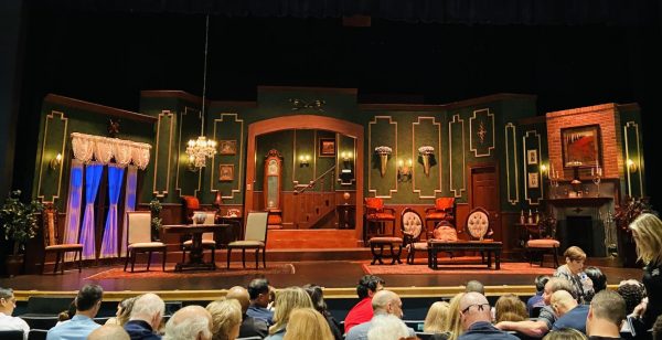 The set of Murders in the Heir at West Boca before the show starts.