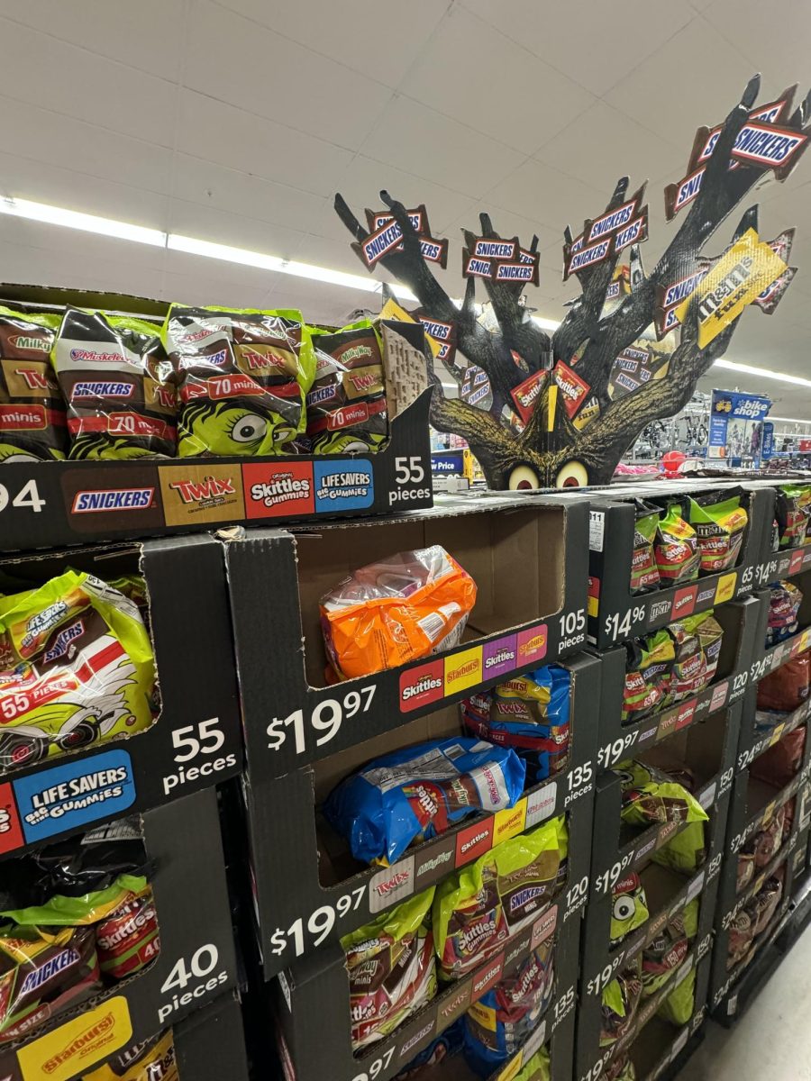 A photo of the candy shelf at Walmart this year for Halloween.