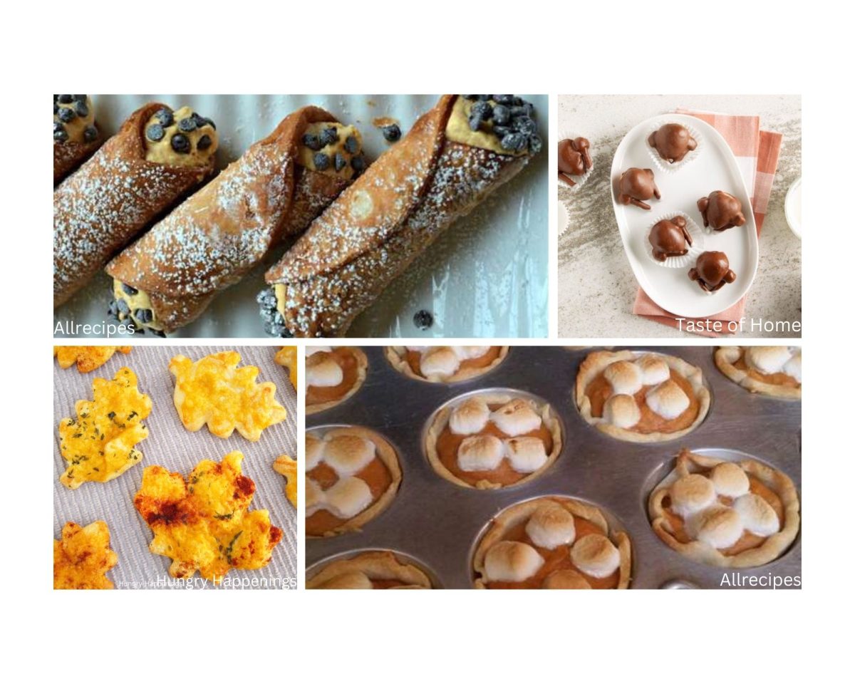 A collage of tasty treats to bake and snack on.