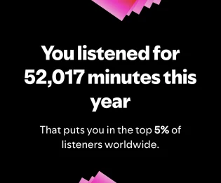 Screenshot of my spotify wrap. In the photo it shows how much time I have listened to music this year.