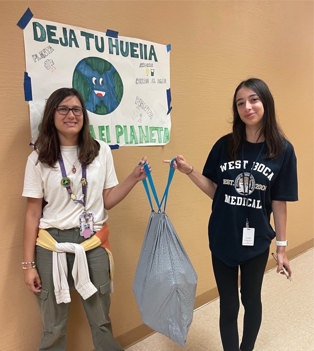 Club members collecting recyclable waste around campus.