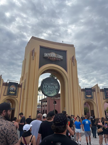 Outside the entrance to Halloween Horror Nights