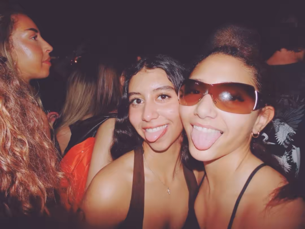 Two friends at a Calvin Harris ( a popular artist in 2016) open air concert.