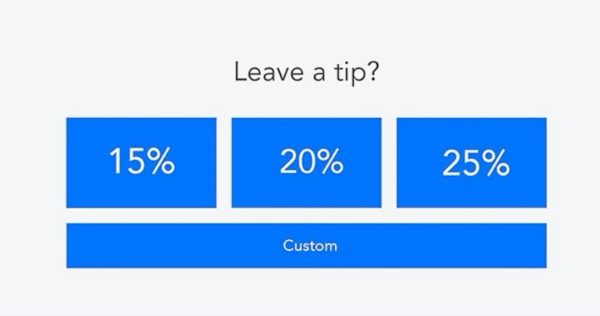 Tipping percentage option screen. That oh-so condescending iPad that we all dread.